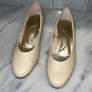 Soft style nude low heel pump